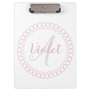 Pink Decorative Circle Monogram Clipboard Klemmbrett