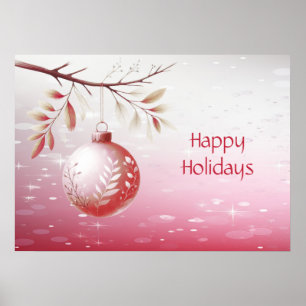 Pink Decorative Weihnachtsball Holiday Poster