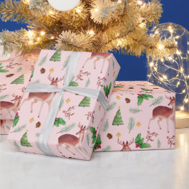 Pink Deer Blisses Weihnachten Geschenkpapier