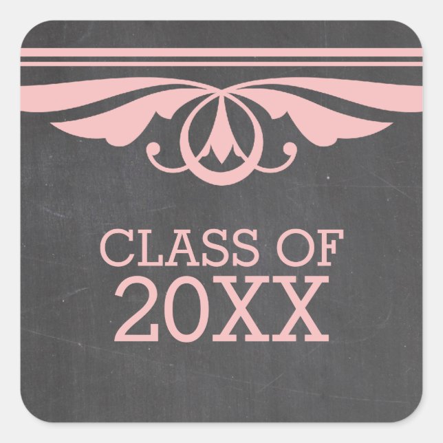 Pink Deko Chalkboard Abschluss Stickers (Vorderseite)