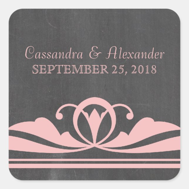 Pink Deko Chalkboard Wedding Stickers (Vorderseite)