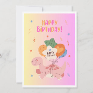 Pink Delicate Happy Birthday Digital Card Feiertagskarte