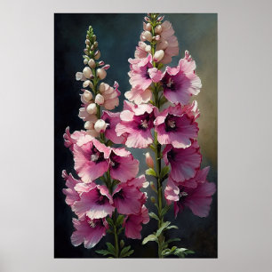 Pink Delphinium Blume Art Print Poster