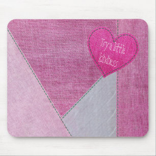Pink Denim Herz mit Zitat Maus Pad Mousepad