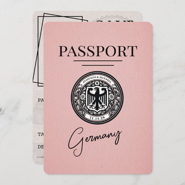 Pink Deutschland Pass Save the Date (Vorne/Hinten)