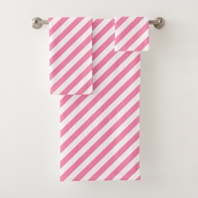 Pink Diagonal Streifen Badetuch Set (Insitu)
