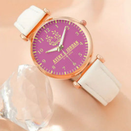 Pink Dial Personalized Custom Rose Gold Timepiece  Armbanduhr