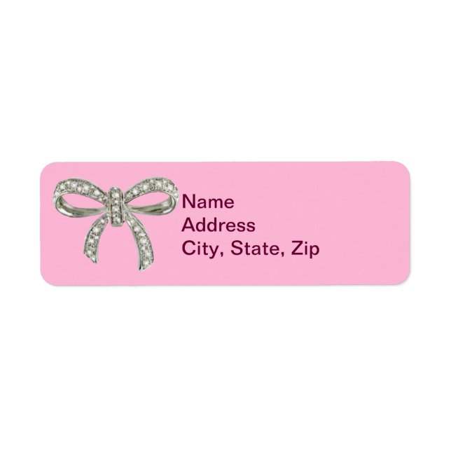Pink Diamond Bow Hochzeitsadressen Labels (Vorne)