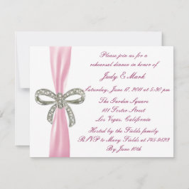 Pink Diamond Bow Hochzeitsessen Probe einladen Einladung