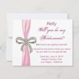 Pink Diamond Bow Wedding Bridesmaid Card Einladung