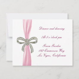 Pink Diamond Bow Wedding Reception Card Einladung