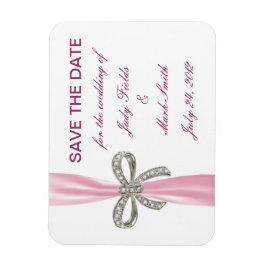 Pink Diamond Bow Wedding speichern das Date Magnet
