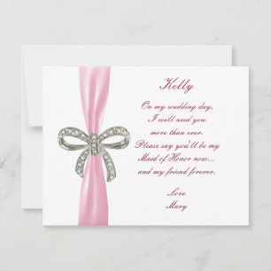 Pink Diamond Bow Wedding Trauzeugin Card Einladung