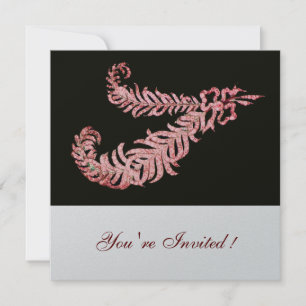 PINK DIAMOND FEATHERS, Silver Metallic Einladung