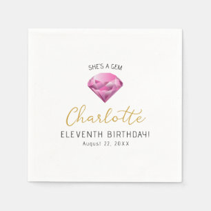 Pink Diamond Gem Birthday Party Serviette