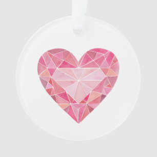 Pink Diamond Heart Gem Glam Chic Liebe Hinweis Ornament