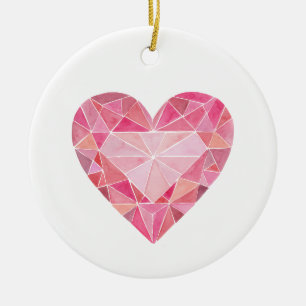 Pink Diamond Heart Gem LIEBE YOU Artisan Keramik Ornament