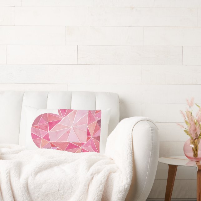 Pink Diamond Heart Gem LIEBE YOU Valentine Lendenkissen (Liege)