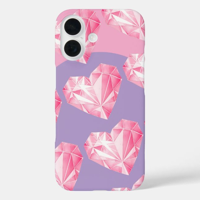 Pink Diamond Herz Pattern - Niedlich & stilvoll Case-Mate iPhone Hülle (Rückseite)
