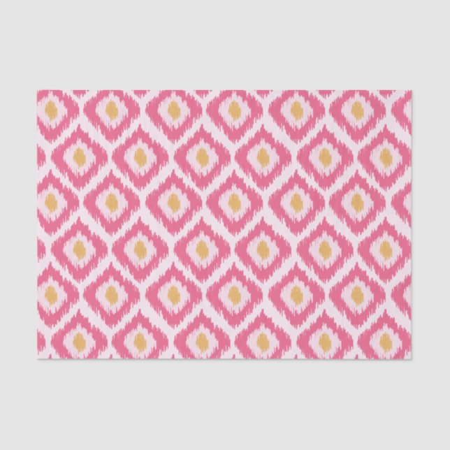 Pink Diamond Ikat Pattern Seidenpapier (Vorderseite)