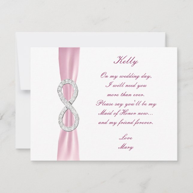 Pink Diamond Infinity Wedding Trauzeugin Card Einladung (Vorderseite)