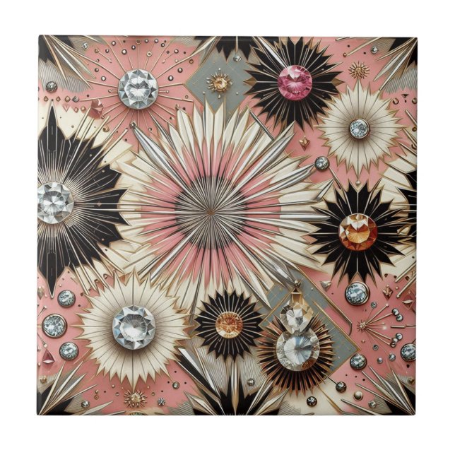 Pink Diamond Mitte des Jahrhunderts Modern  Fliese (Vorderseite)