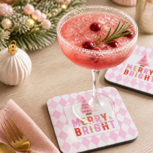 Pink Diamond Muster Merry und Bright Getränkeuntersetzer