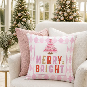 Pink Diamond Muster Merry und Bright Kissen