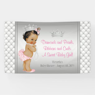 Pink Diamond Pearl Ethnische Prinzessin Baby Showe Banner
