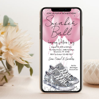 Pink Diamond Sneaker Ball Birthday Party Telefon Einladung