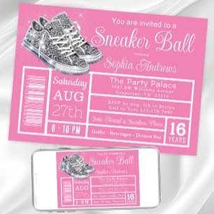 Pink Diamond Sneaker Ball Geburtstagsfeier Einladung