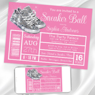 Pink Diamond Sneaker Ball Geburtstagsparty Einladung