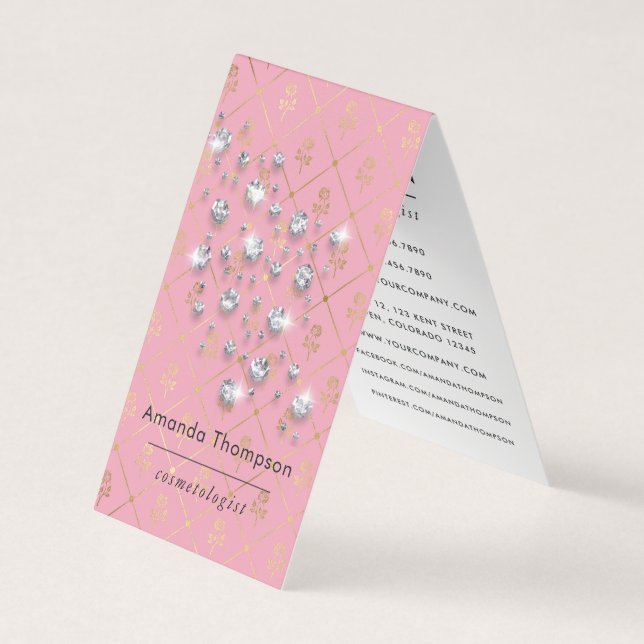 Pink Diamond Sparkline Glitzer Business Card Visitenkarten (Vorderseite)