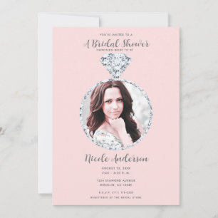 Pink Diamond Wedding Bling Ring Brautparty Einladung