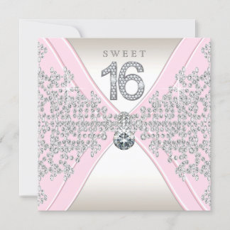 Pink Diamonds 16 . Geburtstag Geburtstagsparty Einladung