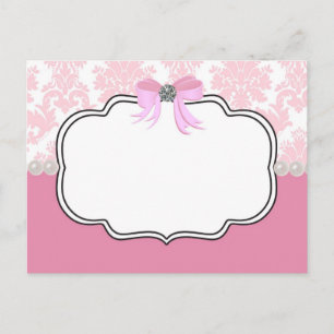 Pink Diamonds and Pearls Damask Einladung