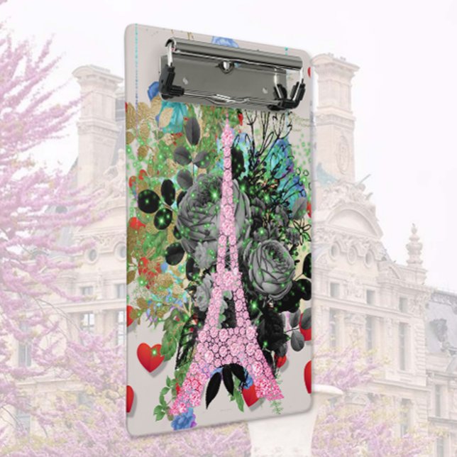 Pink Diamonds Eiffelturm Mini Klemmbrett (Von Creator hochgeladen)