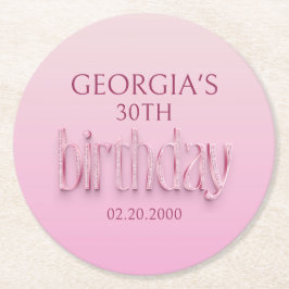 Pink Diamonds Geburtstag Runder Pappuntersetzer