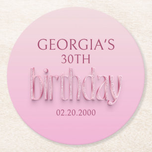 Pink Diamonds Geburtstag Runder Pappuntersetzer