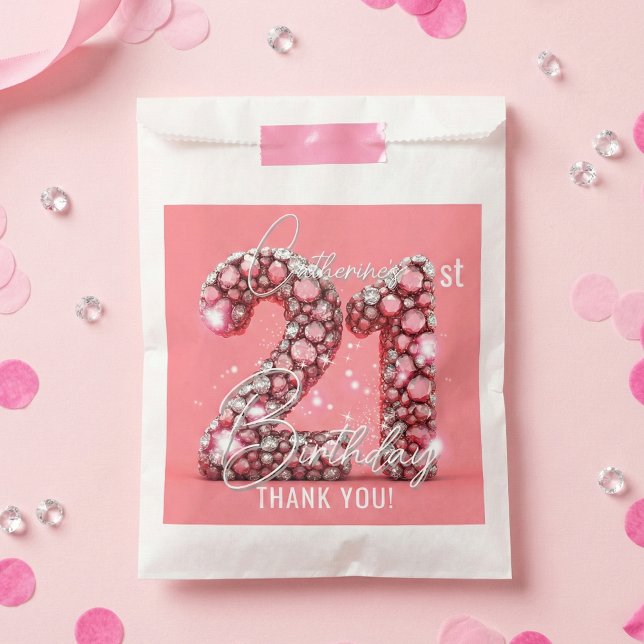 Pink Diamonds Glam 21st Birthday Party Thank You Geschenktütchen (Von Creator hochgeladen)