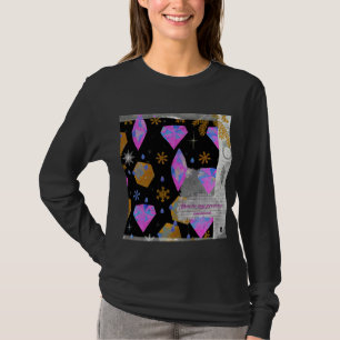 Pink Diamonds & Golden Stars Langarmshirt T-Shirt