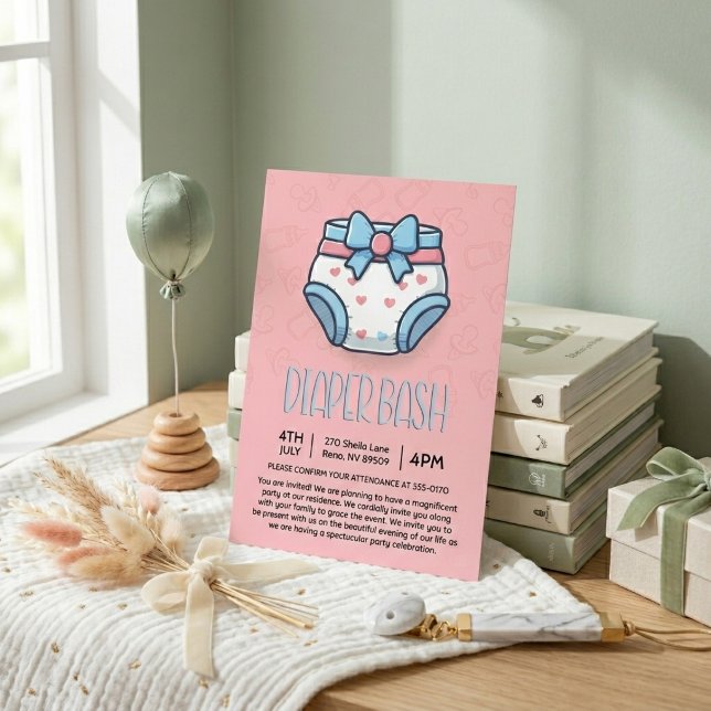 Pink Diaper Bash Baby Dusche Einladung (Von Creator hochgeladen)