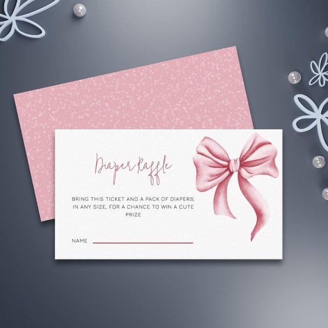 Pink Diaper Raffle Bow Baby Dusche Begleitkarte (Von Creator hochgeladen)
