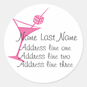 PInk Dice Martini-Aufkleber Runder Aufkleber