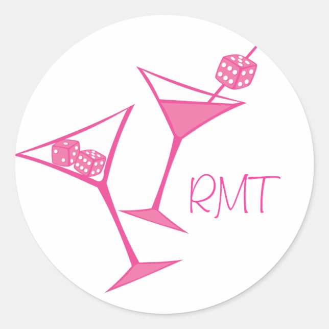 PInk Dice Martini-Aufkleber Runder Aufkleber (Vorderseite)