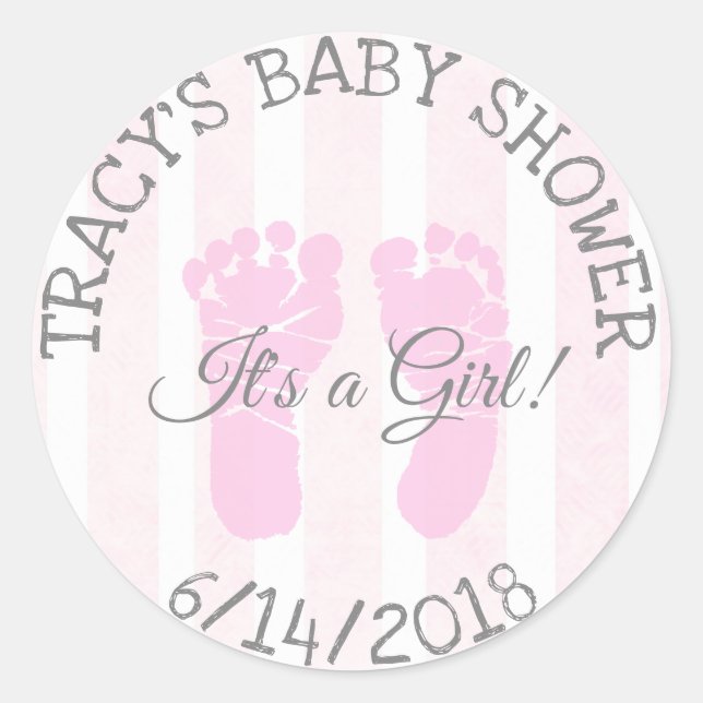 Pink Die Fußabdrücke der Girl Shower Sticker (Vorderseite)