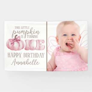 Pink Dieses kleine Pumpkin Foto 1. Geburtstag Part Banner