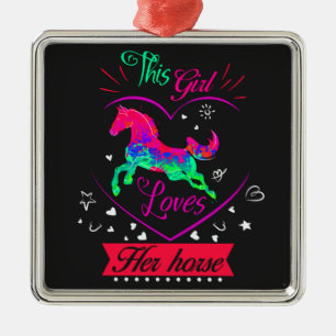 Pink Dieses Mädchen liebt ihr Pferd Ornament Aus Metall