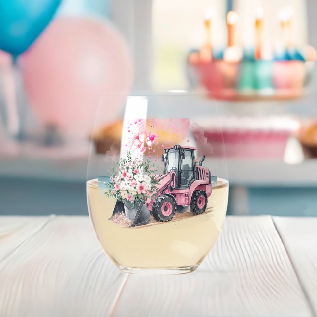 Pink Digger Bucket für Blume Weinglas Ohne Stiel (Insitu (Baby Party))