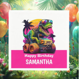 PINK Dino-Mite MONSTER TRUCK Geburtstagspartei Serviette